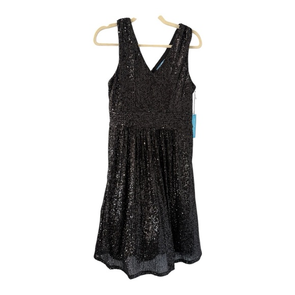 NWT Draper James Sleeveless V-Neck Black Sequin Dress in Size 10